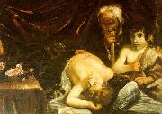 CAGNACCI, Guido Sleeping Christ with Zacharias John the Baptist oil painting on canvas